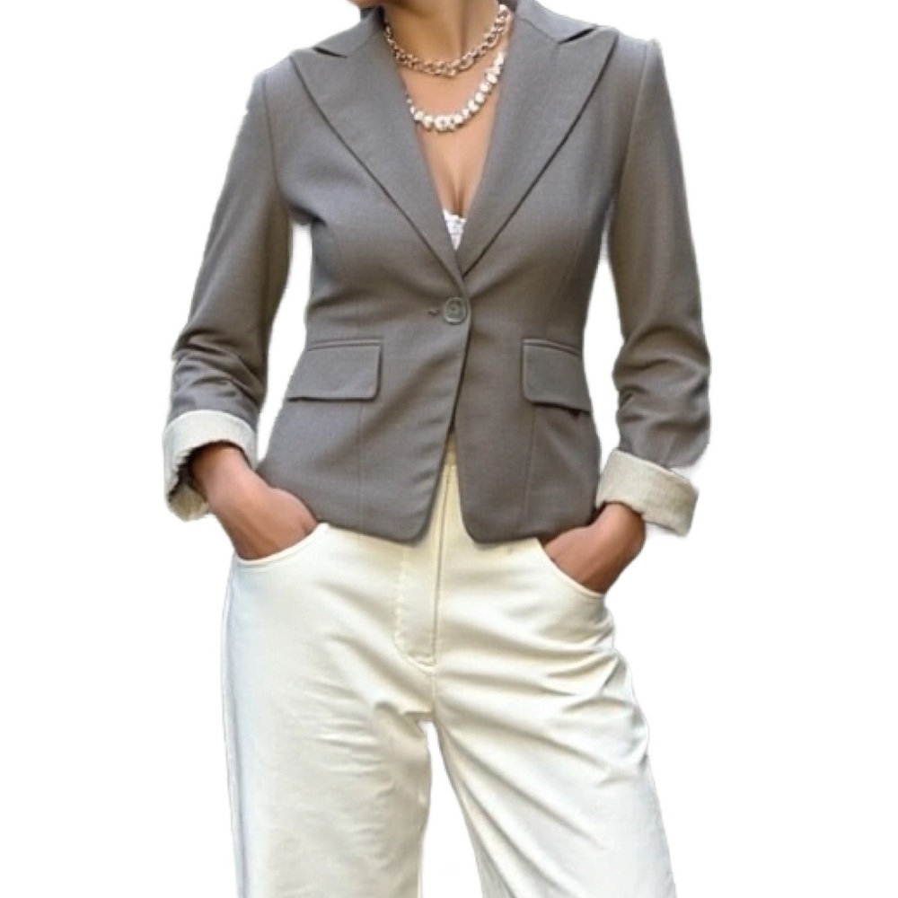 Club Monaco Vintage Cropped Wool Gray Blazer Size Xs